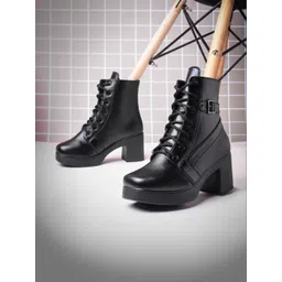 JM Looks Women Round Toe Chunky Boots