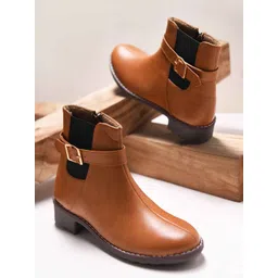 JM LOOKS Womens Block-Heeled ChelseaBoots