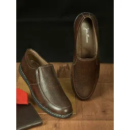 John Karsun Men Brown Textured Slip-On Sneakers