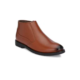 John Karsun Men Tan Brown Textured Biker Boots
