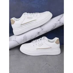 Jove Women's Pearl White & Khaki Sneakers