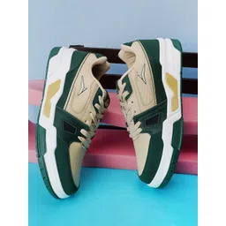 JQR ZYLON Men's Round Toe Cream Sneakers