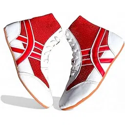 Kabaddi Mat Sports Shoes, White-Black, Polyurethane, Lightweight, Platform Style, for Kabaddi Boxing Wrestling, Mid Top Athletic