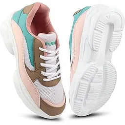 Katy Sports Shoes for Women, Stylish & Breathable Chunky Lace Up Colorblock Sneakers, Comfortable & Durable Casual Shoe for Girls Walking, Running & Gym Shoes