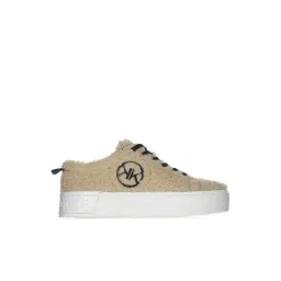 Kendall + Kylie Women's Natural BRYNN 2.0 SHERPA Low Top Lace Up Beige Sneakers