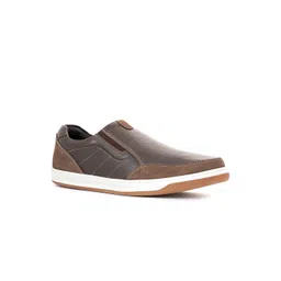 Khadims Men Brown Textured Slip-On Sneakers
