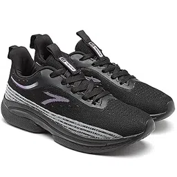 KIA-704 Ultra Comfort Breathable Cushioned Sports Lace-Up Running Shoes for Women(Black,7)