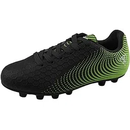 Kids Stealth FG Outdoor Firm Ground Soccer Shoes/Cleats | for Boys and Girls, Black/Green, 2 Little Kid