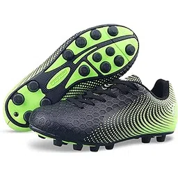 Kids Stealth FG Outdoor Firm Ground Soccer Shoes/Cleats | for Boys and Girls, Black/Green, 8 Toddler