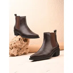 Killer KL451 Women Textured Mid-Top Pointed Toe Lightweight Slip-On Regular Boots