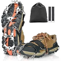 Kimino Crampons, 28 Claws, Chain Spikes, Lightweight, Crampons, Non-Slip, Chain Spikes, Snowy Mountains, Mountain Climbing, Frozen Roads, Ice Fishing, Crampons, Montbell, Unisex, Simple Crampons, Storage Bag Included, Size XL