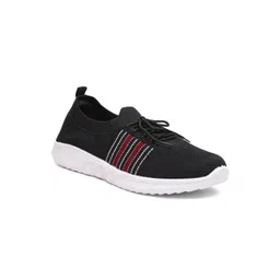 KLOTTHE Men Black & Red Woven Design Slip-On Sneakers