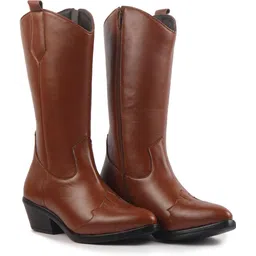 Knee Length Zipper Closure Pointed Toe Flared Heel Long Boots for Winter|Outdoor Boots For Women