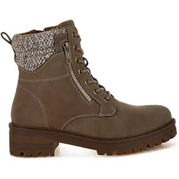 Knitted Collar Zip-Up Hiker Boots