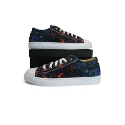 KobSook Men Printed Low Ankle Comfort Insole Canvas Contrast Sole