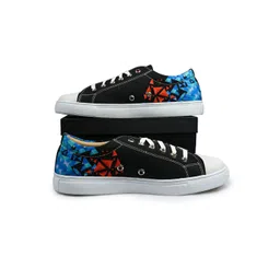 KobSook Men Printed Low Ankle Comfort Insole Canvas Contrast Sole Sneakers