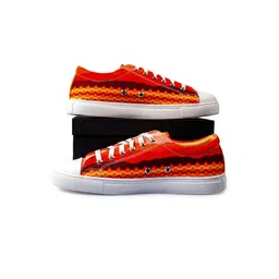 KobSook Men Printed Low Ankle Comfort Insole Canvas Contrast Sole Sneakers