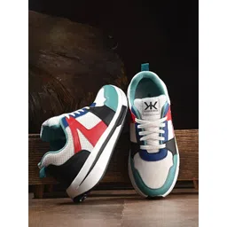 Kook N Keech Men White & Red Colourblocked Lightweight Lace-Ups Sneakers