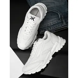 Kook N Keech Men White Woven Design Sneakers
