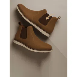 KRAASA Men Colourblocked Mid-Top Chelsea Boots