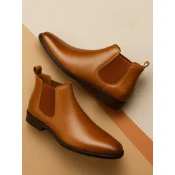 KRAASA Men Round Toe Chelsea Boots