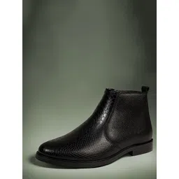 KRAASA Men Round Toe Platform-Heeled Chelsea Boots