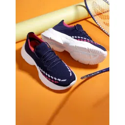 KRAASA Women Textured Round Toe Textile Slip-On Sneakers