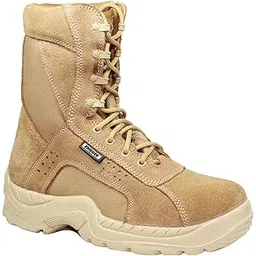 Krieger Hi-Ankle Leather Boot, Anti-Skid Sole, M4 Tech in-Socks, Trekking, Biker & Army Boot (Beige, Numeric_9)