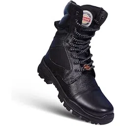 Kulture Combat Genuine Leather Military Men's Boots, High Ankle, Hard Toe, High Top Lace Up Boots, Black, Sizes-6UK-11UK