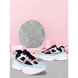 LA FASHUB Women Black Textured Lightweight Sneakers