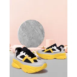 LA FASHUB Women Yellow Colourblocked Sneakers