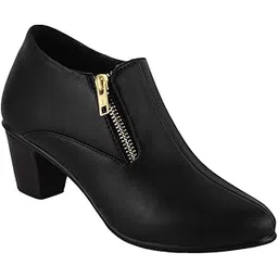 Latest and Stylish Block Heel Fashionable Ankle Boots with Zip Look for Womens and Girls