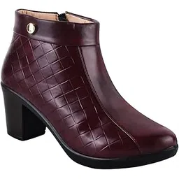 Latest and Stylish Block Heel Trendy Casual Boot High Ankle Heel Boots with Zip Look for Womens and Girls