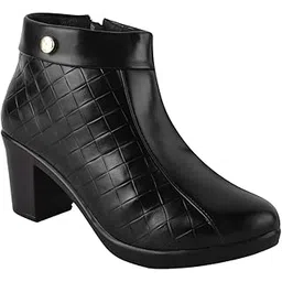 Latest and Stylish Block Heel Trendy Casual Boot High Ankle Heel Boots with Zip Look for Womens and Girls