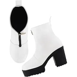 Latest and Stylish Stunning Block Heel Extra Cushion Inner Sole Boots with Zip Look for Womens and Girls
