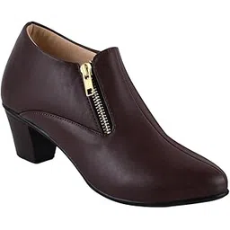 Latest and Stylish Stunning Block Heel Fashionable Ankle Boots with Zip Look for Womens and Girls