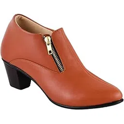 Latest and Stylish Stunning Block Heel Fashionable Ankle Boots with Zip Look for Womens and Girls