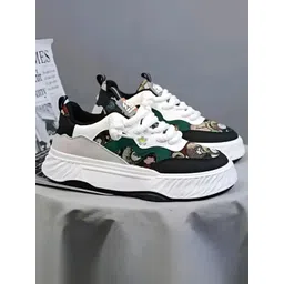 Layasa Men Printed Round Toe Lace-Ups Sneakers