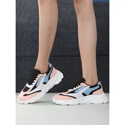 Layasa Women Pink Colourblocked Sneakers