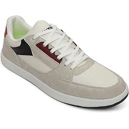 Leap7x AMAZER-20E Men's Casual Lacing Sneakers, Light Grey and White | Suitable for Walking Travel, College, Office | Comfortable Lace-Up Casual Shoes | Lightweight Stylish Fashion Footwear