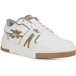 Leap7x Borden Lacing Casual Sneakers for Men with TPR Sole | PU Upper | Memory Foam Insole | Stylish & Comfortable | Breathable, Lightweight & Flexibility | Shock Absorption