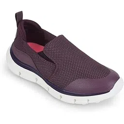 Leap7x BRISBEN10E Non-Lacing Sports Walking Shoes for Women - Black & Purple | Comfortable and Durable - Suitable for Slip-On Gym, Jogging and Outdoor Shoes for Ladies - Cushioned Footbed