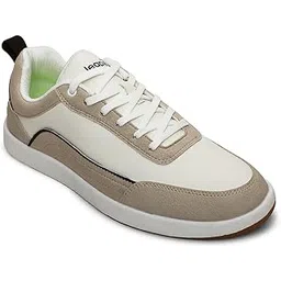 Leap7x CLASTO-2E Men's Casual Lacing Sneakers, Beige and White | Suitable for Walking Travel, College, Office | Comfortable Lace-Up Casual Shoes | Lightweight Stylish Fashion Footwear for Men