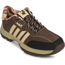 Leap7x Columbo Lacing Sports Trekking Shoes for Men - Brown | Comfortable, Durable & Lightweight | Suitable for Walking, Running, Outdoor and Hiking Boot Footwear | Cushioned Footbed