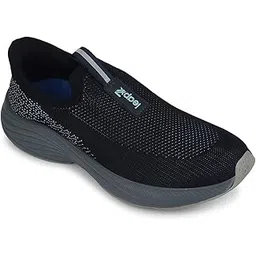 Leap7x EAZYGO-252 Non-Lacing Sports Walking Shoes for Men - Black & Navy Blue | Comfortable and Durable | Suitable for Slip-On Gym, Running, Jogging Shoes for Gents | Cushioned Footbed