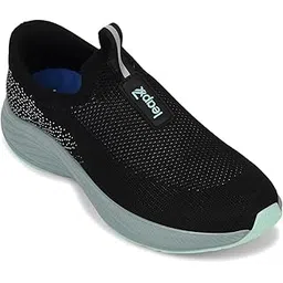 Leap7x EAZYGO-252 Non-Lacing Sports Walking Shoes for Men - Black & Navy Blue | Comfortable and Durable | Suitable for Slip-On Gym, Running, Jogging Shoes for Gents | Cushioned Footbed
