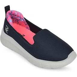 Leap7x KAPPER Non-Lacing Sports Walking Shoes for Women - Navy Blue & Black | Comfortable & Durable - Suitable for Slip-On Gym, Running, Jogging & Outdoor Shoes for Ladies - Cushioned Footbed