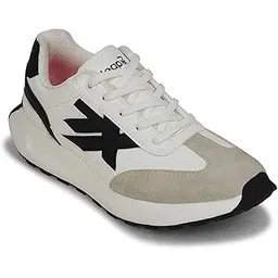 Leap7x NIXY-1E Lacing Sports Running Shoes for Women - White | Lace-Up Closure - Comfortable and Durable | Suitable for Gym, Jogging, Walking and Outdoor Shoes for Ladies - Cushioned Footbed