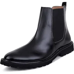 Leather Black Chelsea Boots for Men | High Ankle Boots, Soft Cushioned Insole, Slip-Resistance, Arch Support & Shock Absorption
