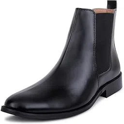 Leather Black Classic Chelsea Boots for Men | High Ankle Boots, Soft Cushioned Insole, Slip-Resistance, Arch Support & Shock Absorption